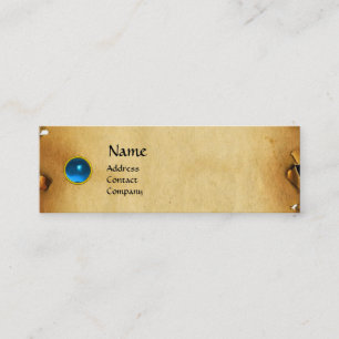 OUD BROWN PARCHMENT, GEM STONE, MONOGRAM blauw Mini Visitekaartje