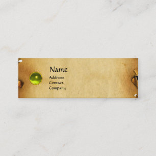 OUD BROWN PARCHMENT, GEM STONE, MONOGRAM geel Mini Visitekaartje