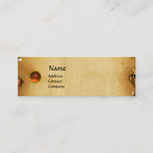 OUD BROWN PARCHMENT, GEM STONE, MONOGRAM oranje Mini Visitekaartje
