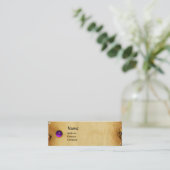 OUD BROWN PARCHMENT, GEM STONE, MONOGRAM paars Mini Visitekaartje (Staand voorkant)