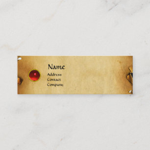 OUD BROWN PARCHMENT, GEM STONE, MONOGRAM rood Mini Visitekaartje