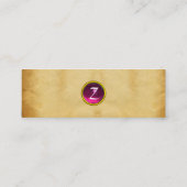 OUD BROWN PARCHMENT, GEM STONE, MONOGRAM roze Mini Visitekaartje (Achterkant)
