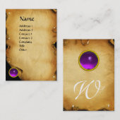 OUD BROWN PARCHMENT, GEM STONE, MONOGRAM VISITEKAARTJE (Voorkant / Achterkant)