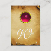 OUD BROWN PARCHMENT, GEM STONE, MONOGRAM VISITEKAARTJE (Achterkant)