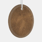 Oud bruin leer: getextureerde achtergrond glas ornament (Voorkant Rechts)