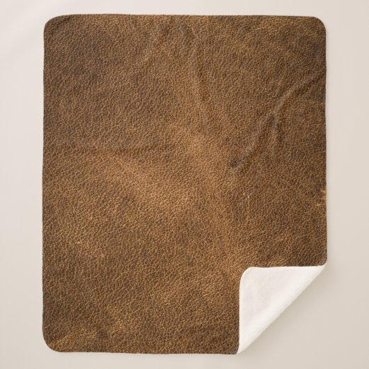 Oud bruin leer: getextureerde achtergrond sherpa deken (Voorkant)
