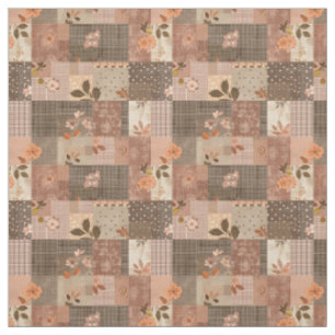 Oud bruin patchwork cottagecore dekbed stof