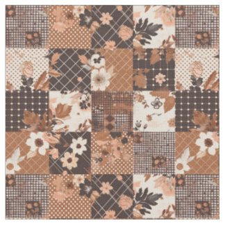 Oud bruin patchwork cottagecore dekbed stof