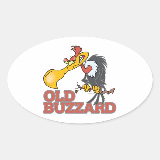 oud buzzard grappig tekenfilm ovale sticker (Voorkant)