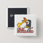 oud buzzard grappig tekenfilm vierkante button 5,1 cm (Voorkant /achterkant)