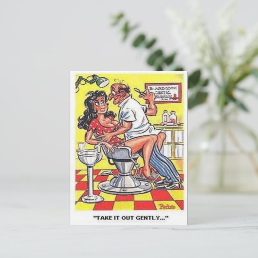 Oud Comic Briefkaart - Comic - Dentist (Staand voorkant)