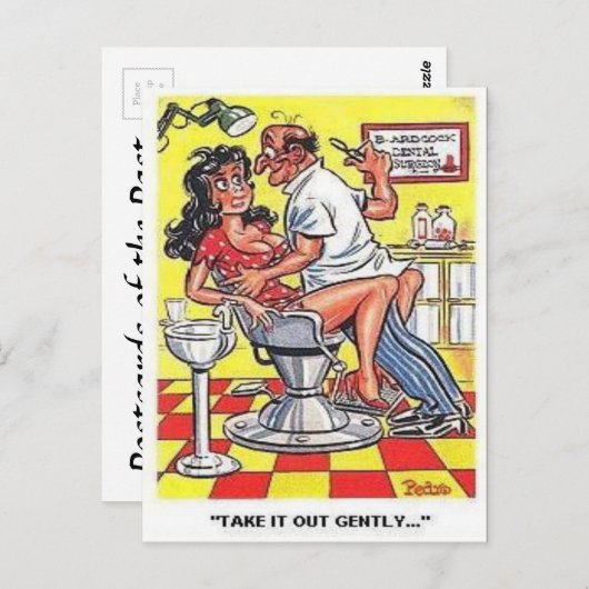 Oud Comic Briefkaart - Comic - Dentist (Voorkant / Achterkant)