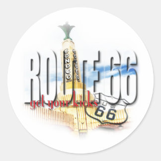 Oud Conoco tankstation, Texas - Route 66 Ronde Sticker