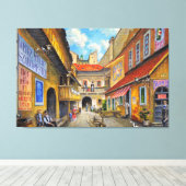 Oud dorp Town Square Wall Art Canvas Afdruk (Insitu (Houten vloer))