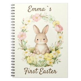 Oud eerste Pasen Konijn bloemkrans Notitieboek