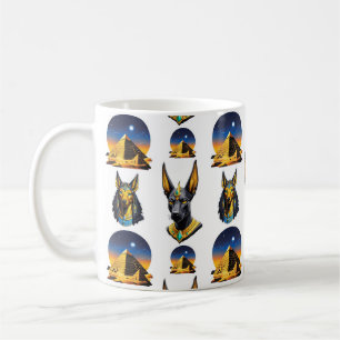 Oud Egypte Piramide Anubis Patroon Ontwerp Koffiemok