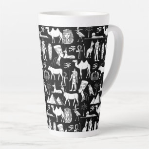 Oud-Egyptisch hiërogliefsymboolpatroon Latte Mok