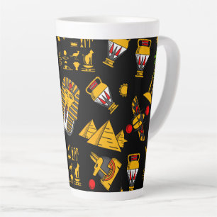 Oud Egyptisch hiëroglifisch patroon achtergrond Latte Mok