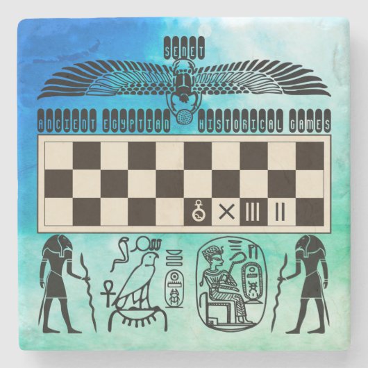 Oud-Egyptische Senetraad Stenen Onderzetter (Voorkant)