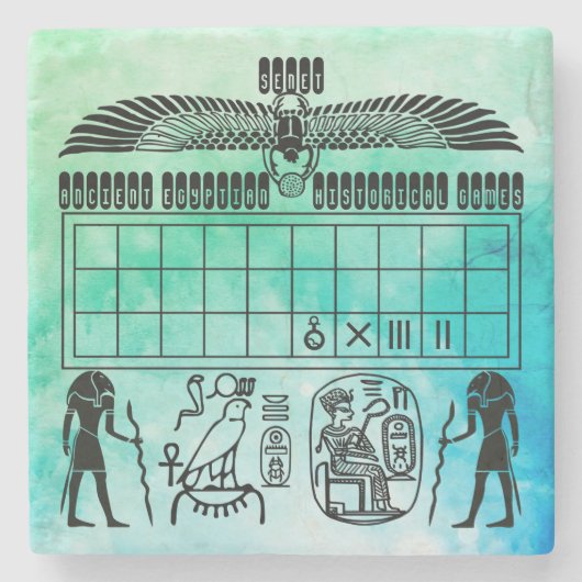 Oud-Egyptische Senetraad Stenen Onderzetter (Voorkant)