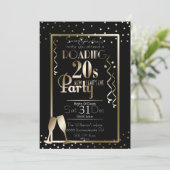 Oud en Nieuw 2020 Roaring 20s Retro Theme Gold Kaart (Staand voorkant)