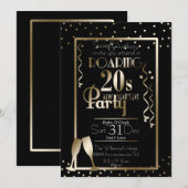 Oud en Nieuw 2020 Roaring 20s Retro Theme Gold Kaart (Voorkant / Achterkant)