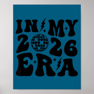 Oud en nieuw 2026 Retro Trendy Disco Bal Groovy Kn Poster