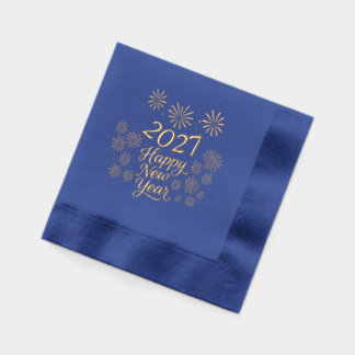Oud en nieuw 2027 kalligrafie & vuurwerk folie servetten