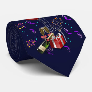 Oud en Nieuw Champagne Feest Vuurwerk Stropdas