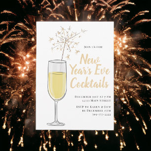 Oud en Nieuw Cocktail Party Champagne uitnodiging