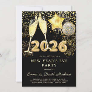 Oud en Nieuw-feest 2026 Goud Zwart Modern Kaart