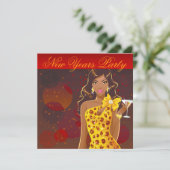 Oud en Nieuw Feest Club Flyer rood/geel Kaart (Staand voorkant)