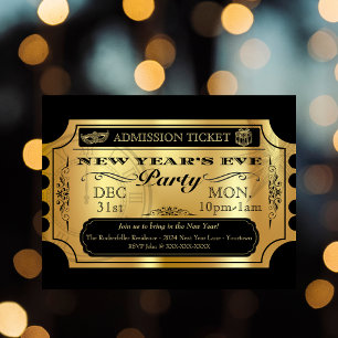 Oud en nieuw-feest Golden Ticket-uitnodigingen Feestdagenkaart