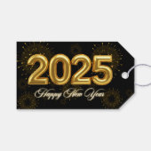 Oud en Nieuw Feest Goud & Zwart Cadeaulabel (Voorkant (Horizontaal))