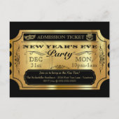 Oud en Nieuw Feest Gouden Ticket Uitnodigingen (Voorkant)