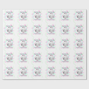 Oud en nieuw feest scan QR RSVP naam roze blauw Cadeaupapier