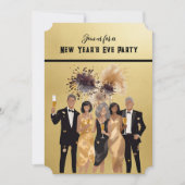 Oud en nieuw feest uitnodiging Zwart en Goud (Voorkant)