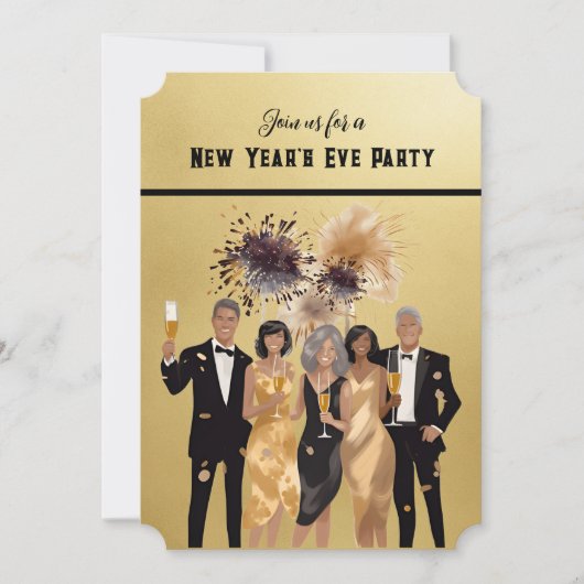 Oud en nieuw feest uitnodiging Zwart en Goud (Voorkant)