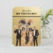 Oud en nieuw feest uitnodiging Zwart en Goud (Staand voorkant)