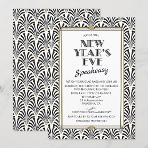 Oud en nieuw Gatsby Art Deco uitnodiging