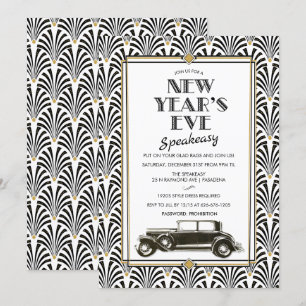 Oud en nieuw Gatsby Art Deco uitnodiging