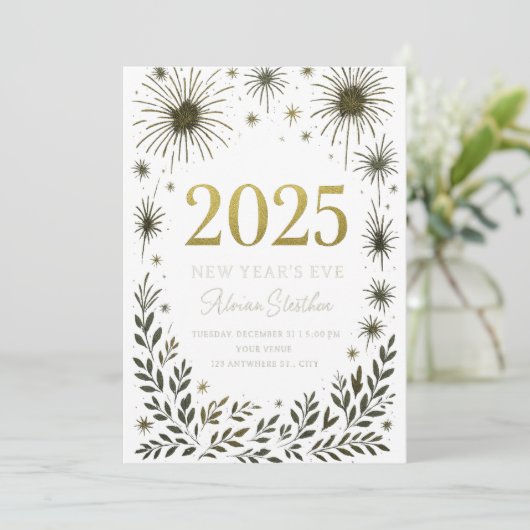 Oud en Nieuw Uitnodiging – Luxe Zwart & Goud De (Staand voorkant)