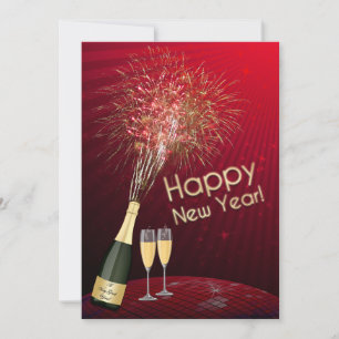 Oud en Nieuw Vuurwerk Let's Party Invitation 3 Kaart