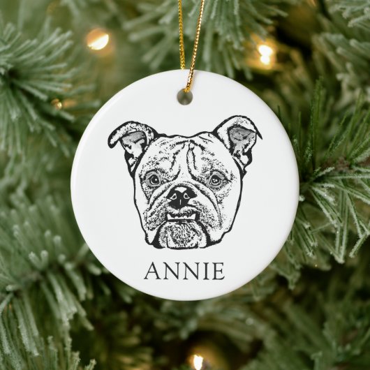 Oud Engels Bulldog handtekening gepersonaliseerd Keramisch Ornament (Boom)