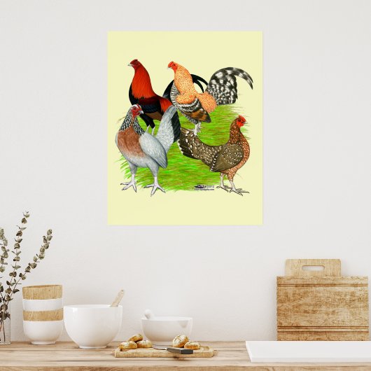 Oud Engels Game Quartet Poster (Keuken)