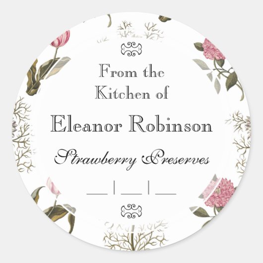 Oud Engels Garden  Floral Pattern Ronde Sticker (Voorkant)