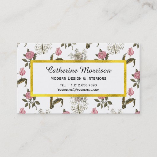 Oud Engels Garden  Floral Pattern Visitekaartje (Voorkant)