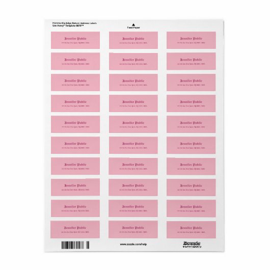 Oud Engels Handschrift Tekst Elegant Roze Sjabloon Etiket (Full Sheet)