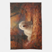 Oud Engels herdershond in herfstbladeren Herfst In Theedoek (Verticaal)