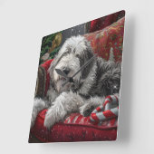 Oud Engels herdershond Kerstfeest Vierkante Klok (Hoek)